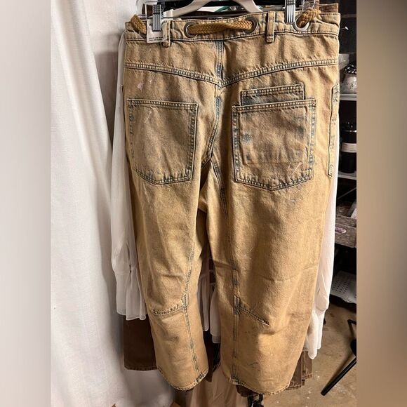 Free People Tan Wide Leg Jeans - Picture 5 of 6